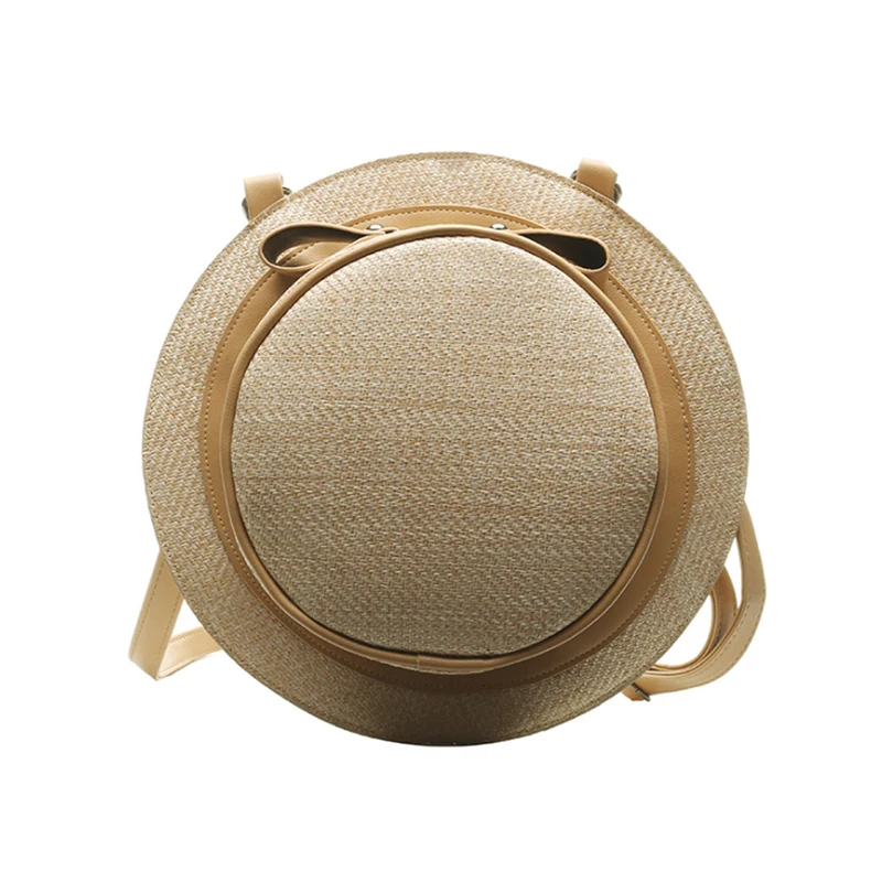 

Women woven shoulder bag bow round hat straw bag beach holiday summer party bag 2019 new fresh fashion girl small bag
