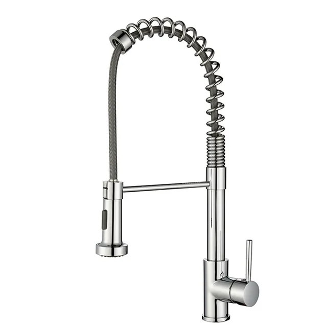 Best Price Modern Swivel Kitchen Faucet Deck Mounted Tap Brass Single Handle Pull Down Mixer Tap Brushed Nickel 360 Rotation Kitchen Faucet