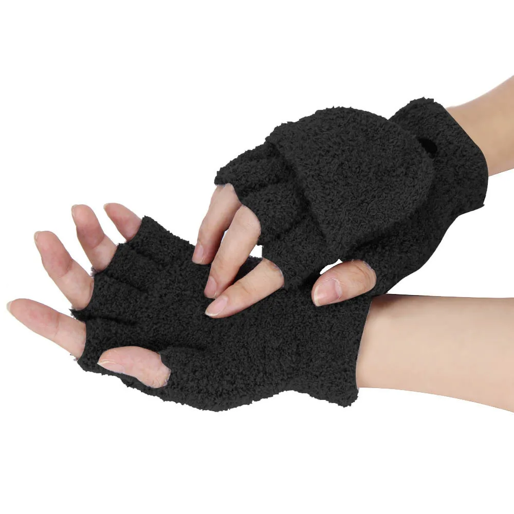 Зимние теплые открытые перчатки на палец, вязаные теплые перчатки на половину пальца, мужские и женские шерстяные рабочие Толстые мужские перчатки без пальцев# YL5