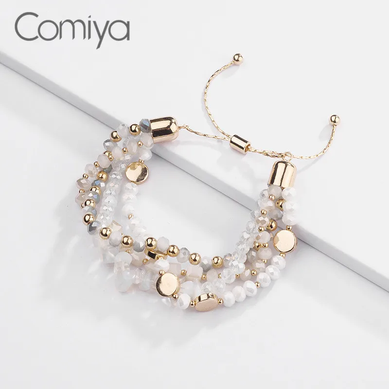 Comiya, многослойные браслеты для женщин, стеклянные бусины, цинковый сплав, Корейская подвеска, модные ювелирные изделия, индийские ювелирные изделия, женский браслет