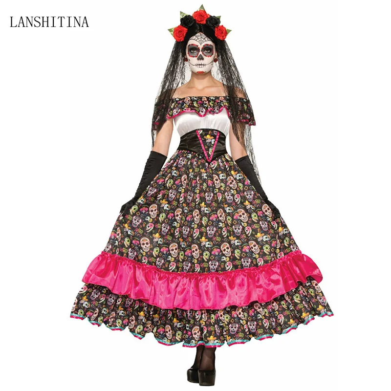 

LANSHITINA New Adult Womens Sexy Clown Costumes Halloween Party Circus Clown Costumes Outfit Steampunk Cosplay Dresses