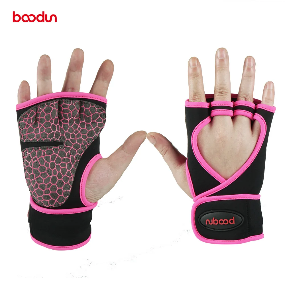 Boodun Half Finger Gym Gloves Weight Lifting Training Gloves Anti-Slip Fitness Sport Body Building Grips Gym Hand Palm Protector