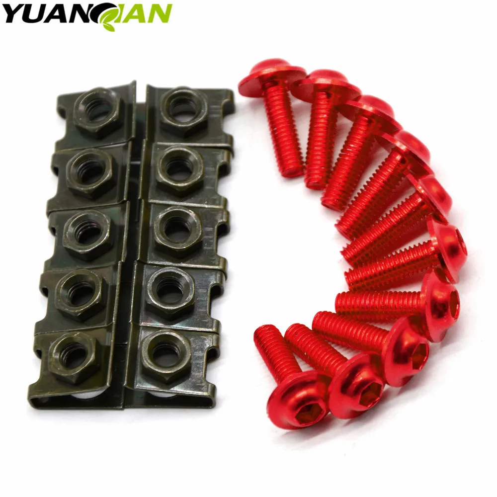 

10x 6mm Fairing Body Work Bolts Spire Speed Fastener Clips Screw Spring Nuts for Yamaha TMAX 530 T MAX 500 Honda CR 250 CBR600RR