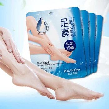 

ROLANJONA FOOT MASK Bamboo Vinegar Feet Mask Milk Membrane Foot care Chamfer Whitening and Moisturizing Exfoliating