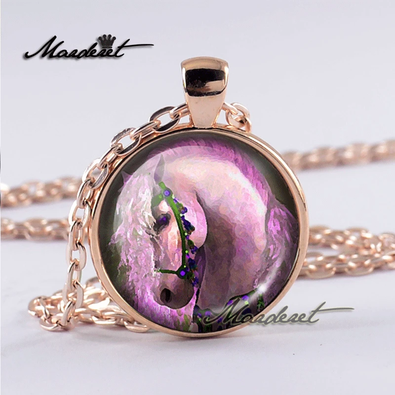 Maderet Hose Glass Cabochon Necklace Handmade Jewelry Dome Art Round Retro Pendant | Украшения и аксессуары