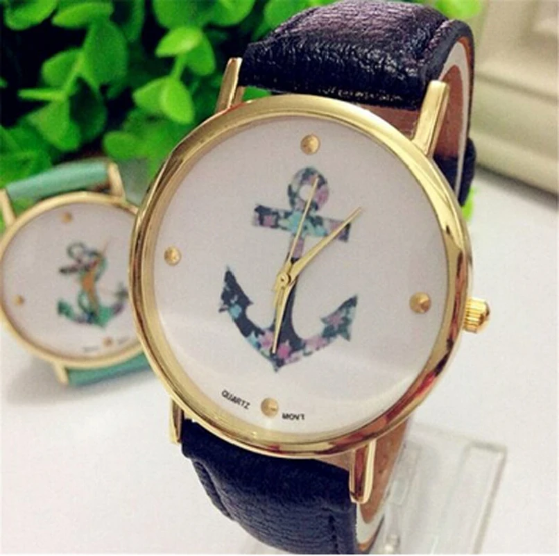 Miracle Moment Black Color With Leather Band Women S Ladies Vintage Flower Watch Anchor Leather Quartz Watch Jy20 Moment Moment Watch Aliexpress