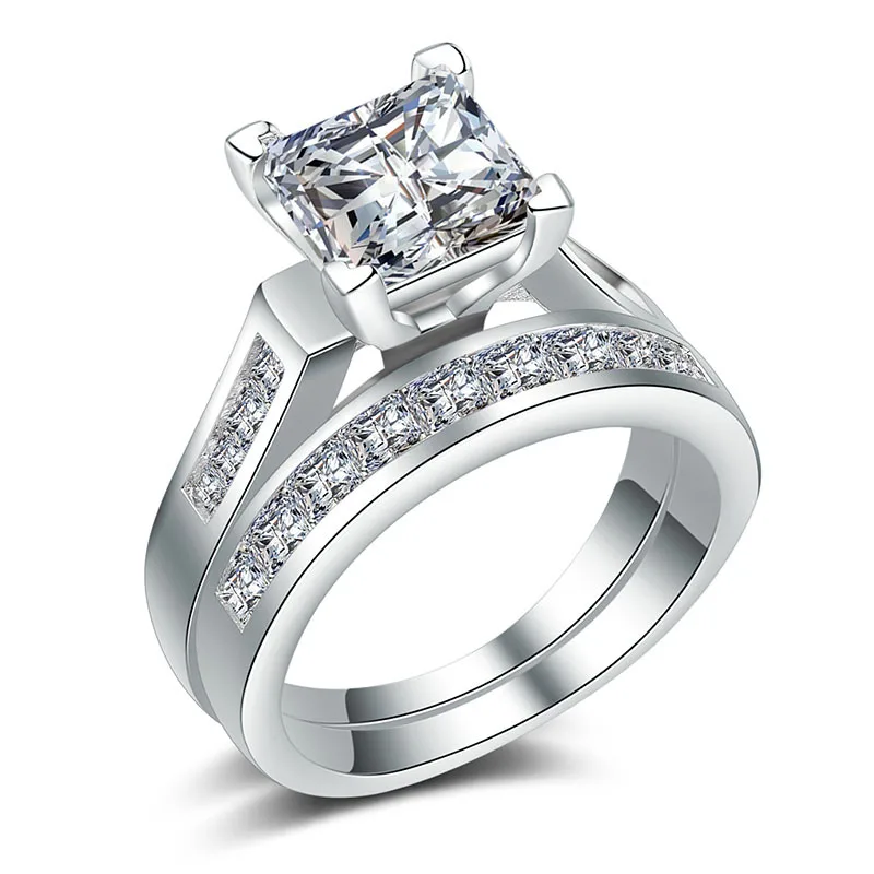 MOONROCY Cubic Zirconia Crystal CZ Wedding Ring Silver / Gold Color Jewelry for Women Gift Womens Dropshipping Wholesale Gift