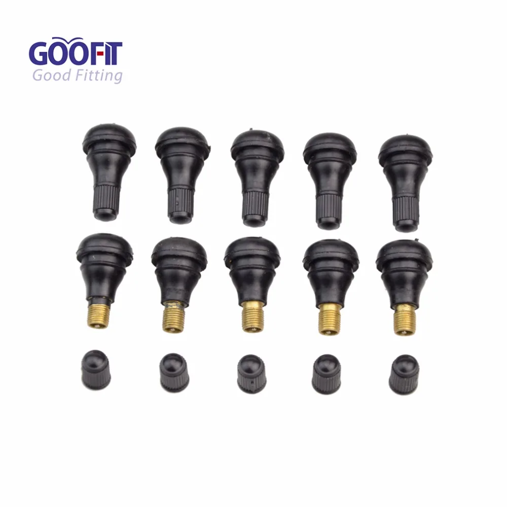 

GOOFIT 10-pack Snap-In Short Black Rubber Valve Stem for Tubeless Rim Holes on Standard Vehicle Tires Group-128