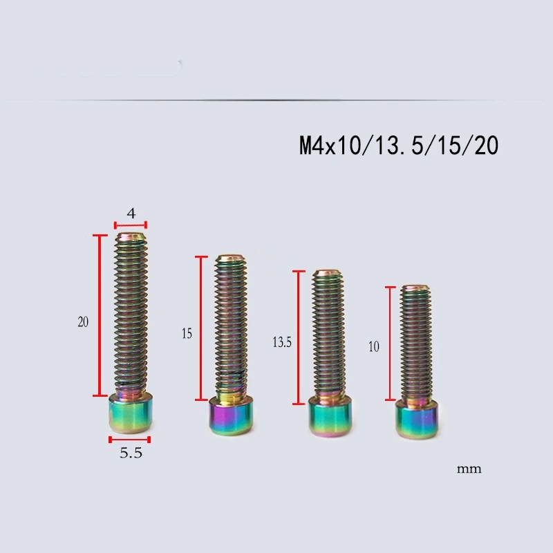 4 шт. M4x10mm M4X13.5mm M4X15mm M4x20mm GR5 Титан с внутренним шестигранником Винты для Велосипедный переключатель