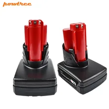 Powtree For Milwaukee 2PCS 12V 4000mAh M12 Red Power Tool Li-ion Battery Replacement C12 B, C12 BX 48-11-2401 48-11-2402 C12 D Powtree For Milwaukee 2PCS 12V 4000mAh M12 Red Power Tool Li-ion Battery Replacement C12 B, C12 BX 48-11-2401 48-11-2402 C12 D