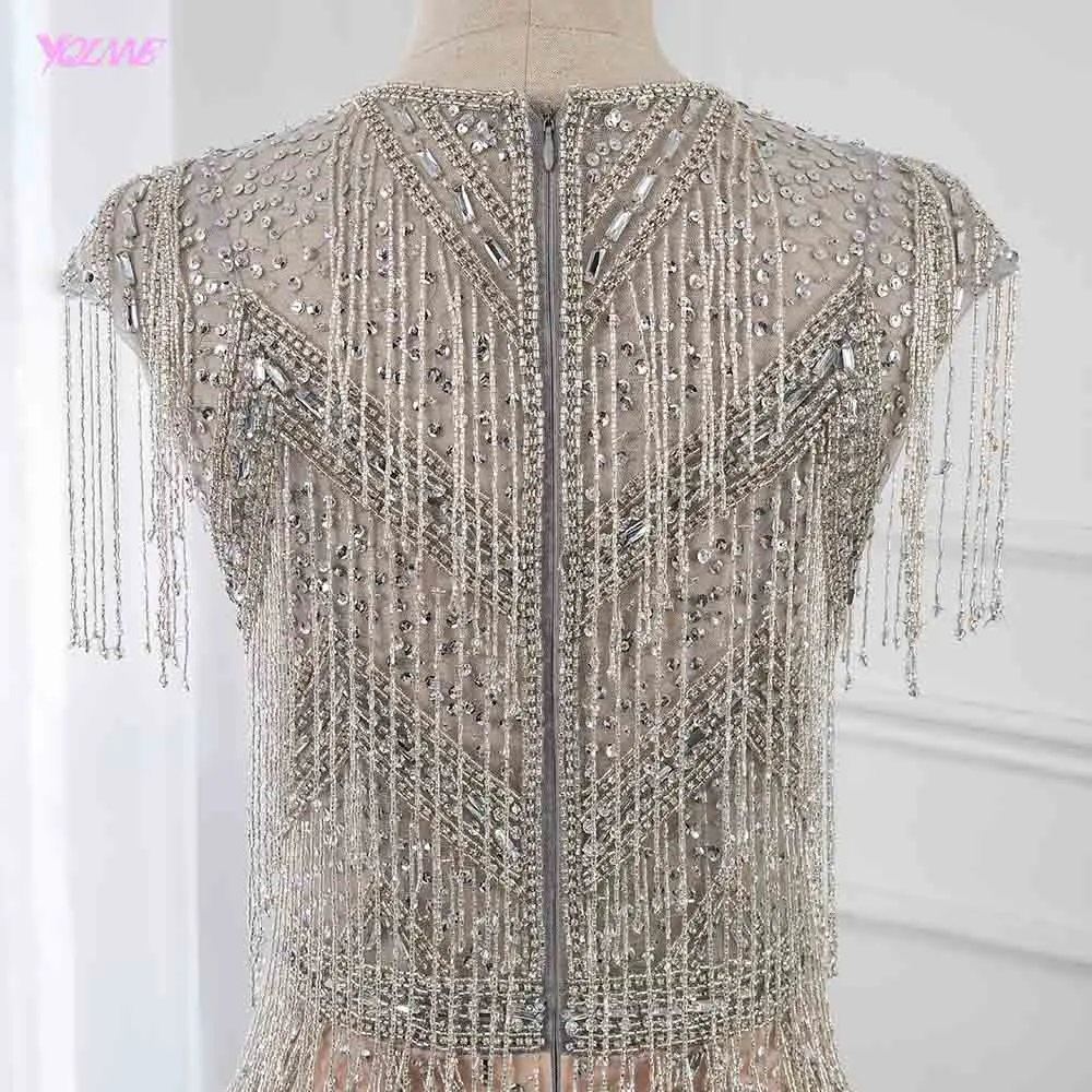 YQLNNE Luxury Robe De Soiree 2019 Silver Rhinestones Evening Dresses Long Deep V Neck Pendant Mermaid Formal Evening Gown YQLNNE Luxury Robe De Soiree 2019 Silver Rhinestones Evening Dresses Long Deep V Neck Pendant Mermaid Formal Evening Gown