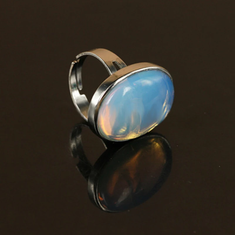 1pc Generous Opal Crystal Moonstone Quartz Gem Stone Oval Finger font b Ring b font for