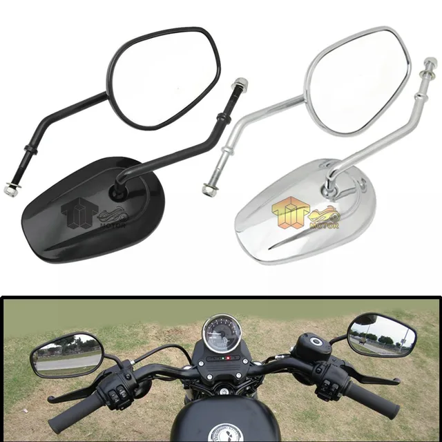 Motorcycle Mirrors Black Oval 8mm Thread Rearview Side Mirror For