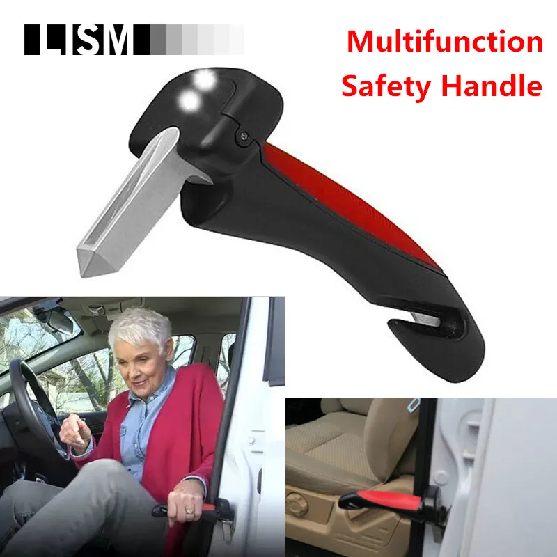 Car Safety Handle Door Aider Handles Assist Bar Parts for Old People Pain Wound Injury Seatbelt Cutter Window Breaker LED light Car Safety Handle Door Aider Handles Assist Bar Parts for Old People Pain Wound Injury Seatbelt Cutter Window Breaker LED light