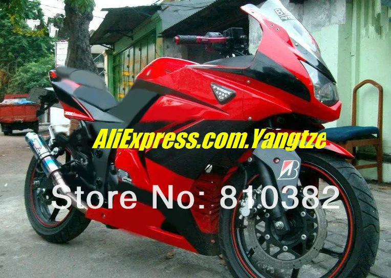 Литья под давлением обтекателя комплект для KAWASAKI Ninja ZX250R 08 09 10 11 12 ZX-250R ZX 250R EX250 2008 2012 ABS Красный Черный обтекатели комплект