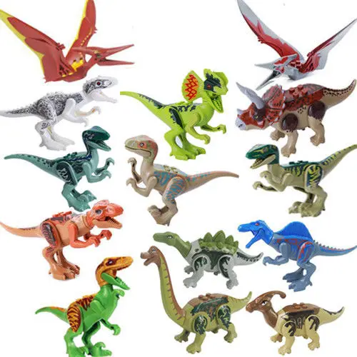 14 шт. строительные блоки парк мира динозавр Pterosauria Triceratop Indomirus T-Rex кирпич YG77001/YG77037 |