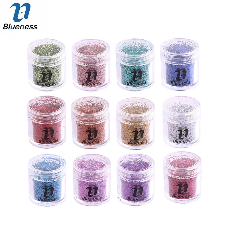 

0.6mm 10g/Bottle 12 Colors Nail UV Gel Polish Glitter Powder Pigment For DIY Manicure Nail Art Decorations Acrylic Laser Sequins