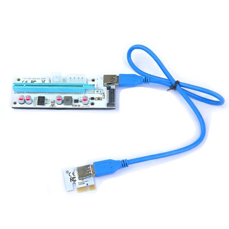 

Новая 3в1 VER008S 60 см PCI-E переходная карта с 4pin 6pin Sata Molex Power PCIe 1x до 16x расширитель для Litecoin Bitcoin Miner