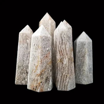 

Natural Multi-Layer Tourmaline Quartz Tower Hand Carved Polished Crystal Points Wand Healing Gemstones For Home Decorations GY