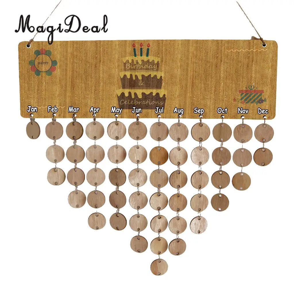 MagiDeal Vintage Wood Calendar Board Birthday Celebration Reminder Plaque Home Decor