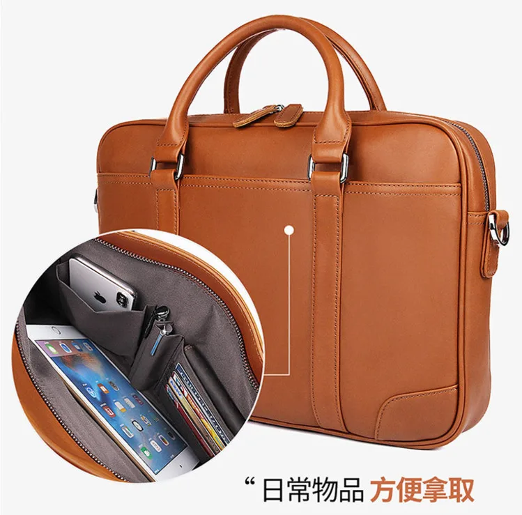 Мужская деловая сумка для ноутбука 14 дюймов для мужчин портфель s кожаные сумки 7349-768 мужской портфель сумка Мужская натуральная кожа сумки