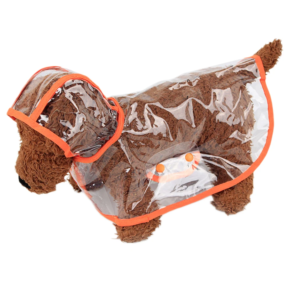 Прозрачный плащ-дождевик для питомцев из искусственной кожи, ветрозащитный дождевик, весенне-летняя одежда для собак с капюшоном, водонепроницаемая одежда, четыре цвета на выбор - Цвет: Orange