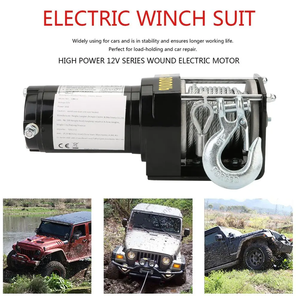 

3000lbs Professional Electric Winch 3000lb Load Capacity Car Auto Lift Winch With Control System Remote Control Car Accessories