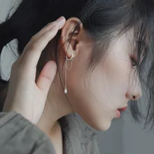 Панк Хип-хоп стиль серебряная подвеска с цирконием круглые висячие серьги 925 геометрические длинные серьги-цепочки с кисточками для женщин и девушек