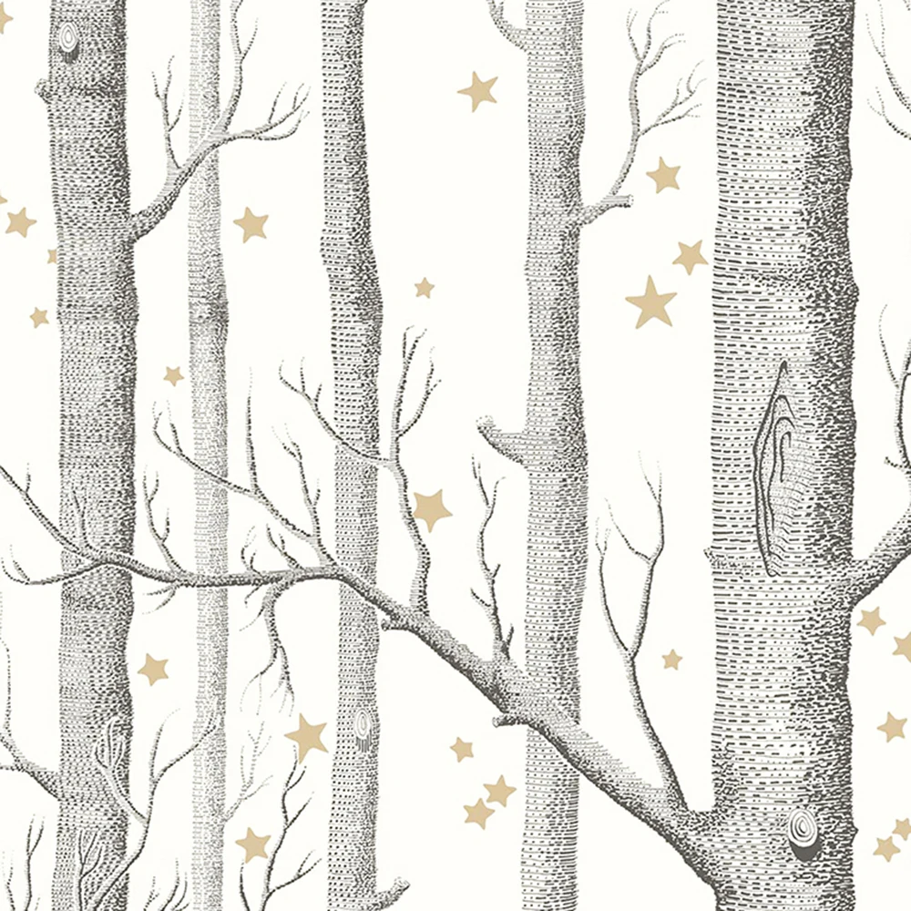 Birch Tree With Stars Wallpaper Papel de Parede Mural Woods Forest Estilo Escandinavo Flc46001 3d