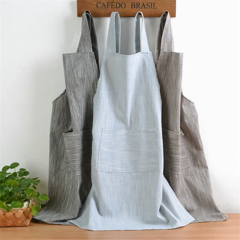 

Women Bib Aprons Cotton Linen Solid Sleeveless Pinafore Dress Home Florist Apron Adult Cooking Cref Clothes cleaning aprons