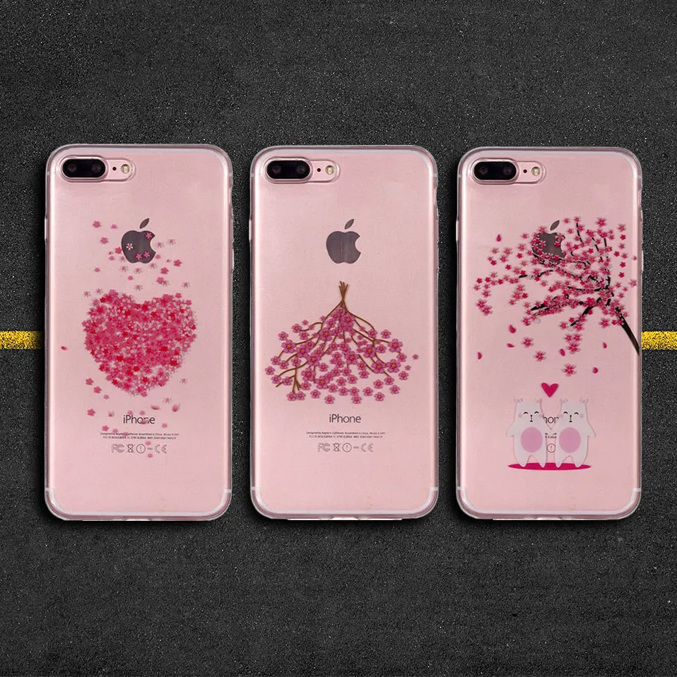 Задняя крышка для iPhone 5 5S SE Cherry цветет модные чехол телефона 6 6S 7 8 плюс Корпус plus X