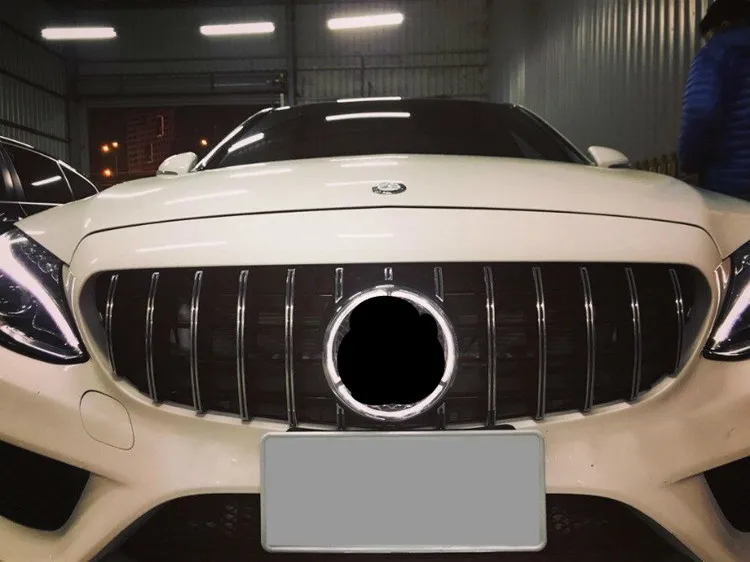 C class W205 GT ABS grille fit for MB C-classs W205 to GT style 2014=2016 year grille withwithout camero hole (2)