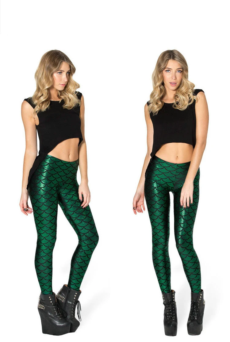 leather leggings YGYEEG Simulation Mermaid Fitness Leggings Sexy Pencil Pants Autumn Style Women Digital Print Colorful Girl High Waist Bottom adidas leggings