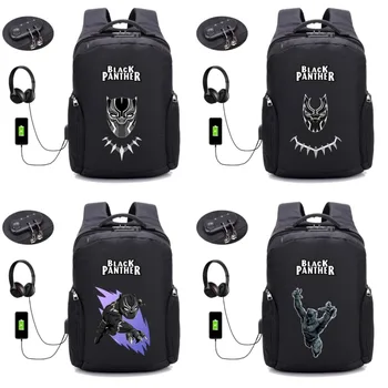 

Black Panther backpack Anti-theft USB Charging Backpack Men Laptop Backpack Teenagers Male Waterproof Travel bag 22 style