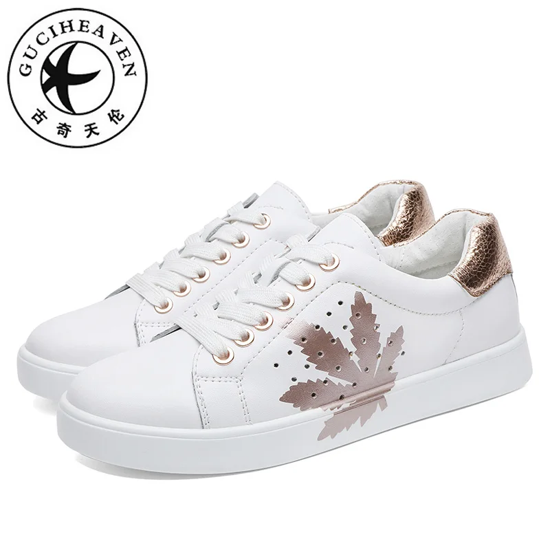 

Guciheaven Walking Casual Shoes Women leisure Shell Thickly Sole Summer Maple Leaf Cow Leather Flat Platform Student Sneaker