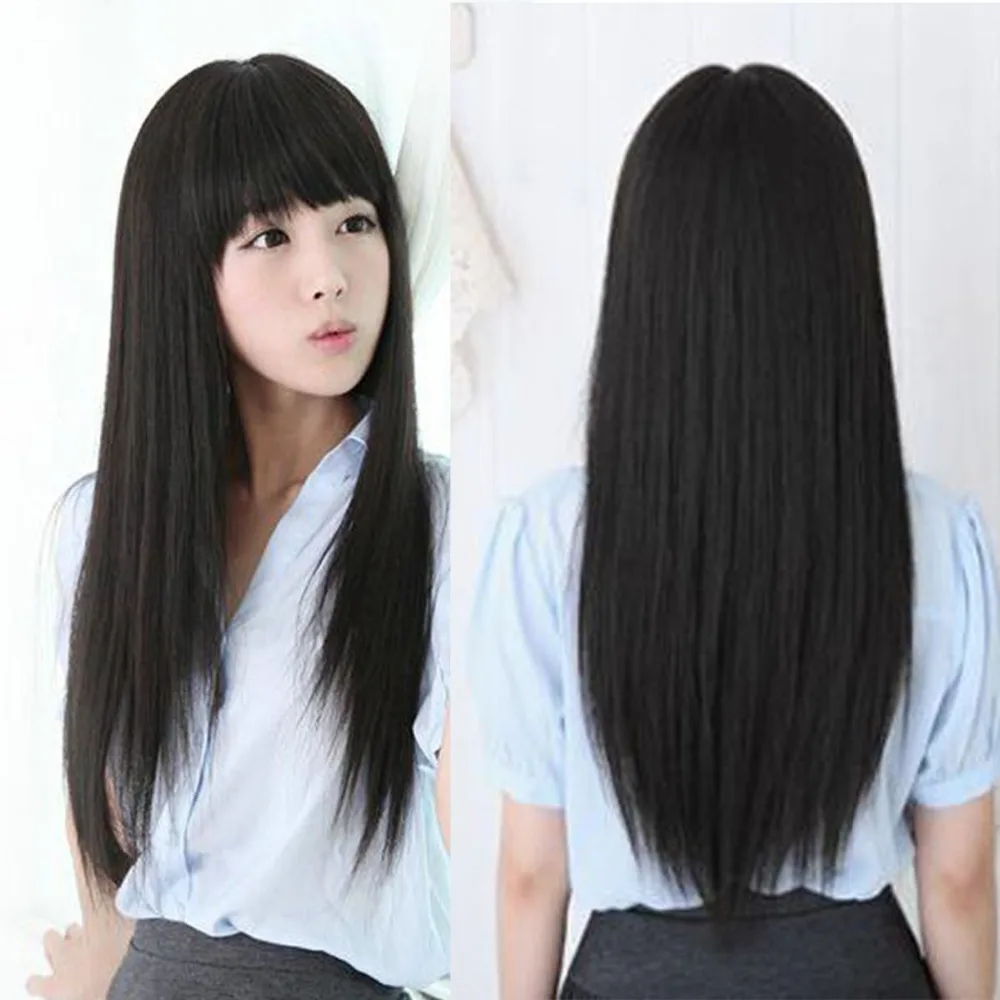 Klasik Gaya Rambut Wig Lurus Penuh Panjang Halus Wig Cosplay
