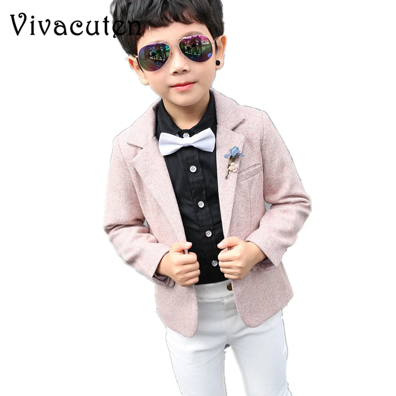 

Gentleman Boys Fashion Blazer Spring Autumn Kids Party Wear Solid Cotton Jacket for Weddings Children School Performance Clothes