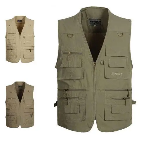 

Multi Pocket Tactical Vests Middle-aged Outdoor Hunting Hiking Fishing Photography Vest Plus Size Men Summer Sleeveless Jacket