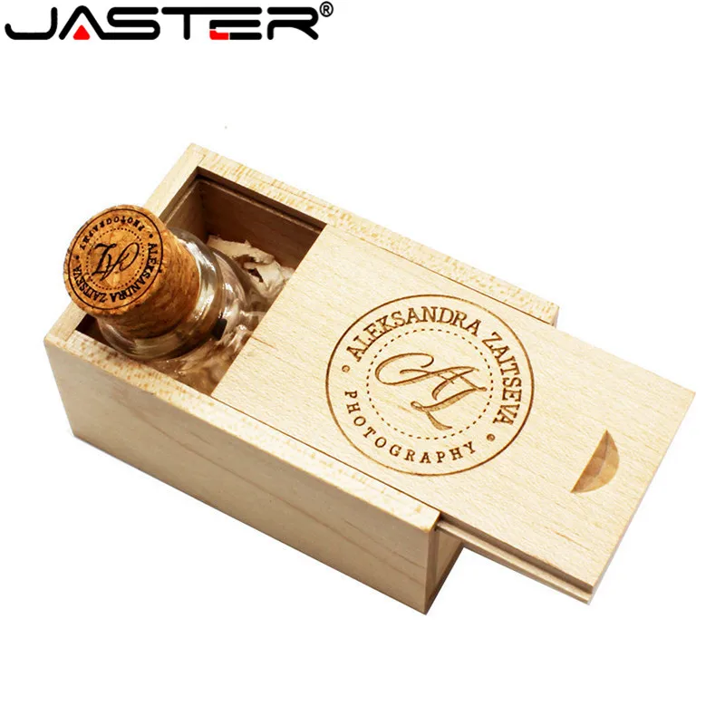 JASTER Glass drift bottle with Cork USB Flash Drive (Transparent