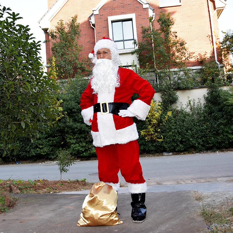Аниме косплей для Санта Клауса набор и Белоснежка борода шапка "Счастливого Рождества" 3 шт vestidos костюм для взрослых в Карнавал Вечерние
