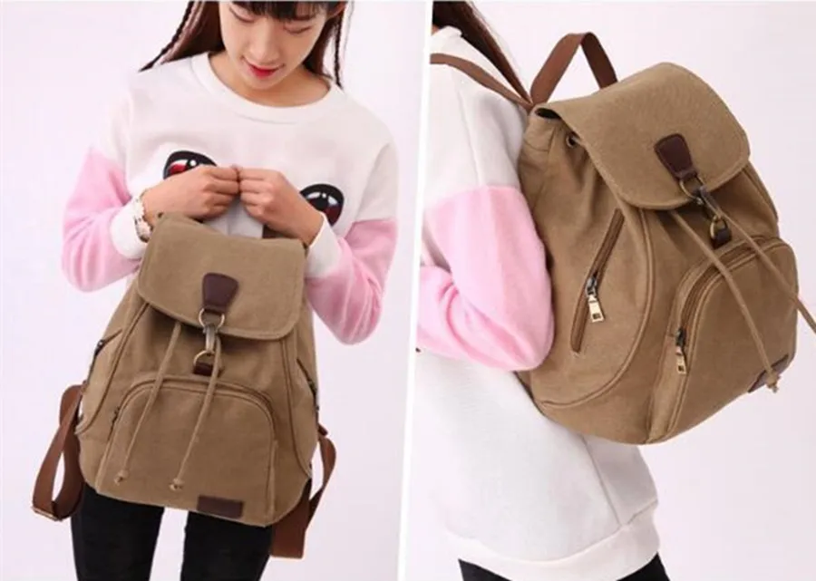 Las mujeres Mochila de lona de estilo preppy escuela señora chica estudiante de la escuela bolsa de ordenador portátil de Mochila de viaje Bolsas Mochila