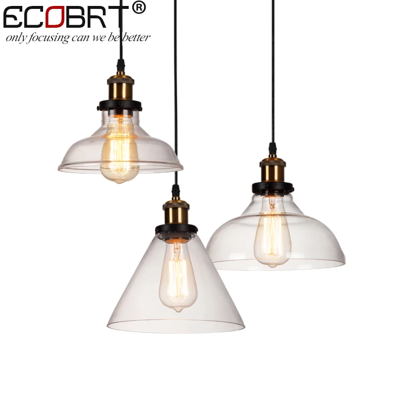 New American Country Retro Vintage Glass Lampshade Pendant Light E27 Glass Pendant Lamp for Restaurant Coffee bar Clothes shop