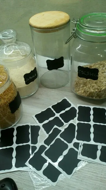 

36pcs Reusable Fancy Black Board Waterproof Kitchen Jam Jar Label Labels Stickers. 5cm x 3.5cm Decor Chalkboard