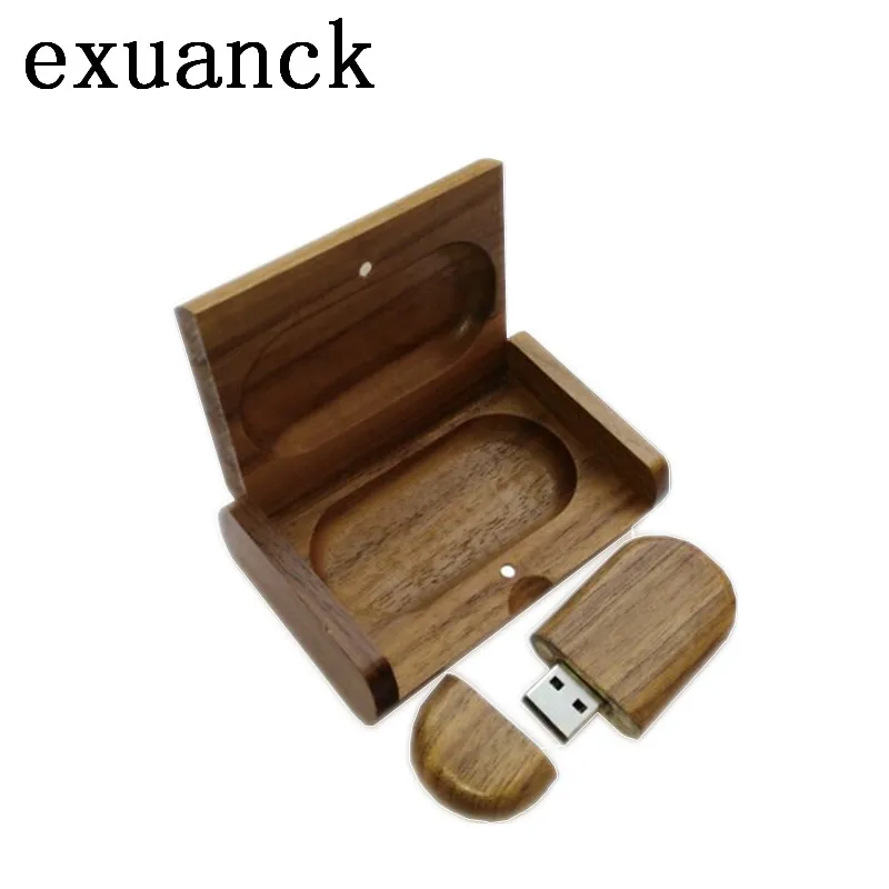 

exuanck DIY Logo Laser Engraved Natural Walnut Wood beans USB Flash Drive 4GB 8GB 16GB 32GB 2.0 Pendrive Gift (20 pcs free logo)