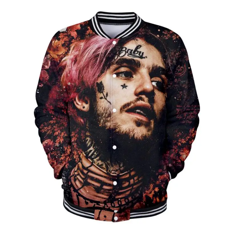 Хип хоп модная брендовая одежда 2018 Lil Peep 3D бейсбольная форменная куртка мужская