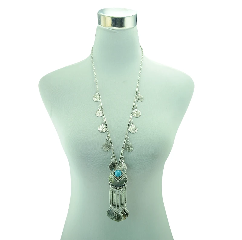 Турецкое богемное ожерелье с черным синим камнем, этническое ожерелье с кисточкой, серебряный турецкий Цыганский богемный пляжный чокер, индийское ожерелье для женщин