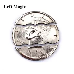 Два/три складные кусачки монета полдоллара Волшебные трюки Биткойн волшебный карман укуса восстановление Монета карты реквизит