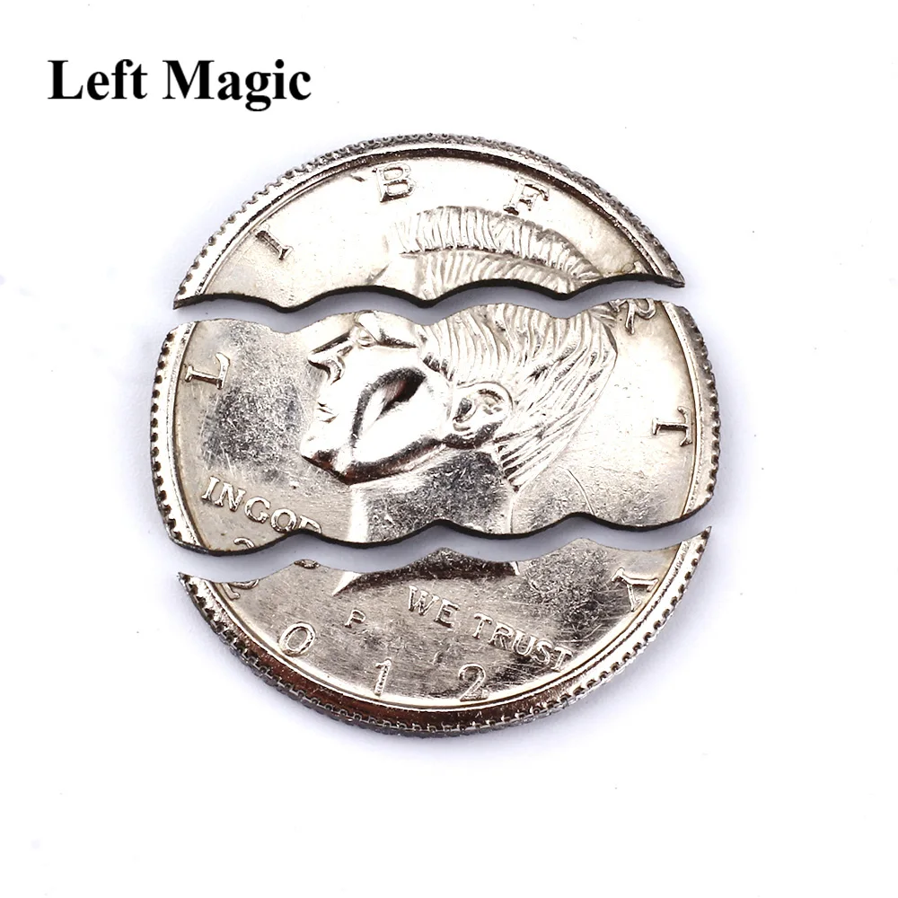 Two / Three Folding Bite Coin Half Dollar Magic Tricks Bite Coin Magic Pocket Bite Out Restore Coin Close Up Magic Props