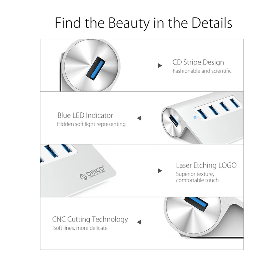 USB 3 0 концентратор ORICO новый дизайн Mac высококачественный Высокоскоростной