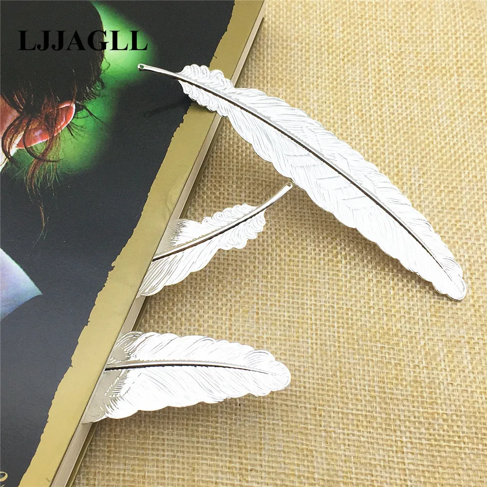 

2pcs 23*114mm Copper Silver Big Feather Angel Plumage Charms Pendants Bookmark For Books For DIY Jewelry Making Findings ASH011